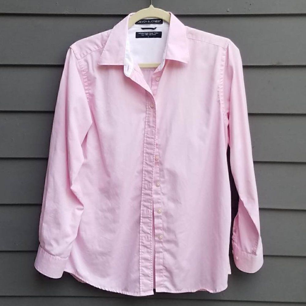 Devon & Jones Pink Luxury Prima Cotton Button Down Large